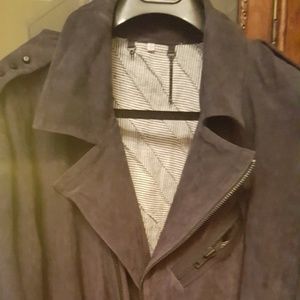 Size XXL dark navy blue suede biker jacket